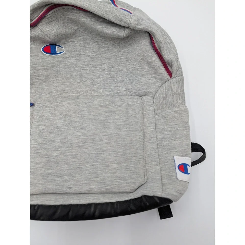 Champion Backpack Gray Jersey Knit Logo School Travel Bag One Size